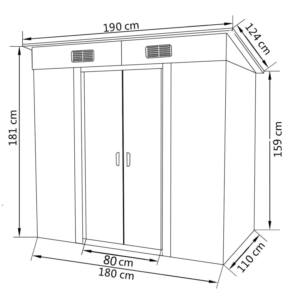 Abrigo de jardim metal cinzento