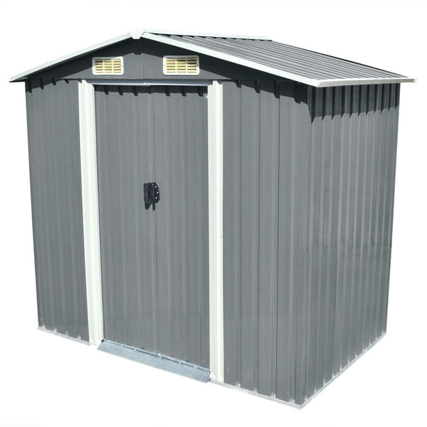 Abrigo de jardim metal cinzento 204x132x186 cm