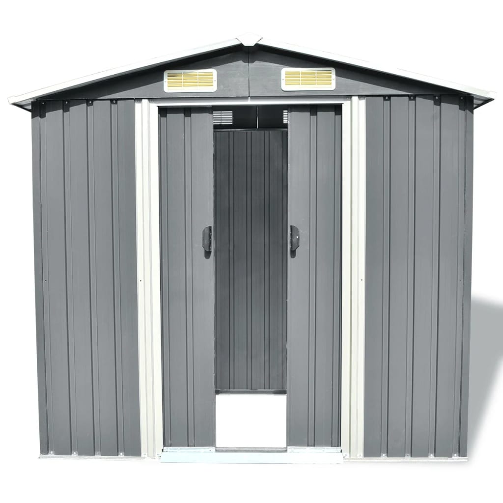Abrigo de jardim metal cinzento 204x132x186 cm