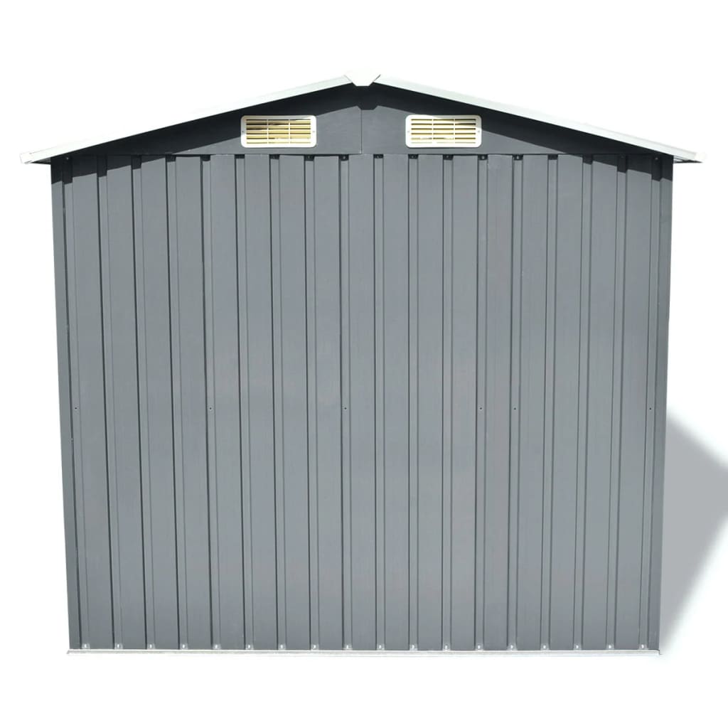 Abrigo de jardim metal cinzento 204x132x186 cm
