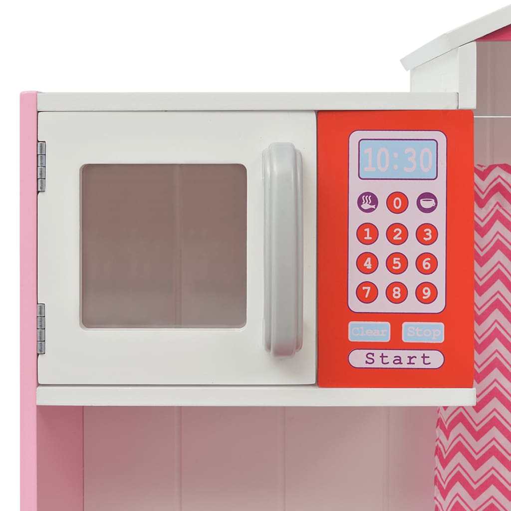 Cozinha de brincar, madeira, 82x30x100cm, rosa e branco