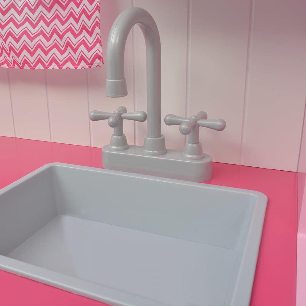 Cozinha de brincar, madeira, 82x30x100cm, rosa e branco