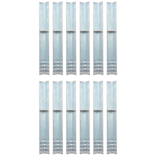 Âncora de fixação no chão em L 12 pcs aço galvanizado 5x5x50 cm