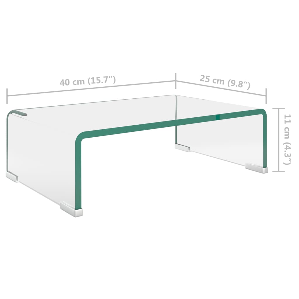 Suporte de TV/monitores em vidro transparente 40x25x11 cm