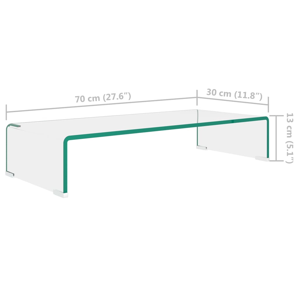 Suporte de TV/monitores em vidro transparente 70x30x13 cm