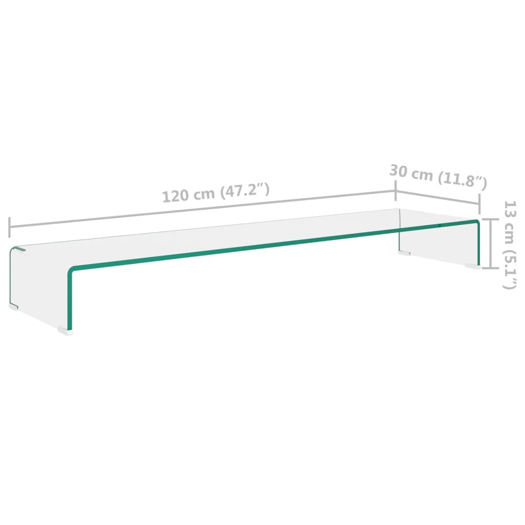 Suporte de TV/monitores em vidro transparente 120x30x13 cm