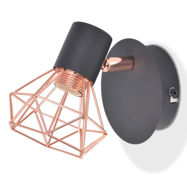 Candeeiro de parede 2 pcs E14 preto e cobre