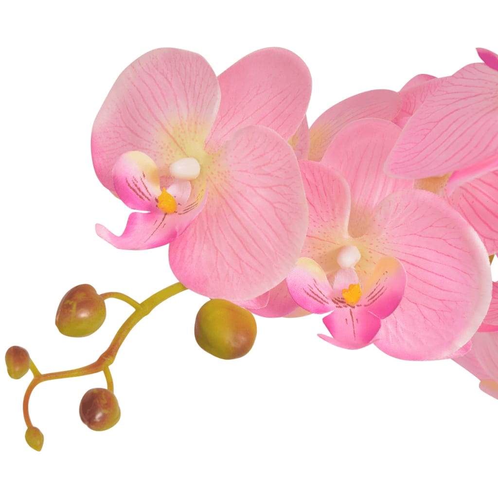 Planta orquídea artificial com vaso 65 cm rosa