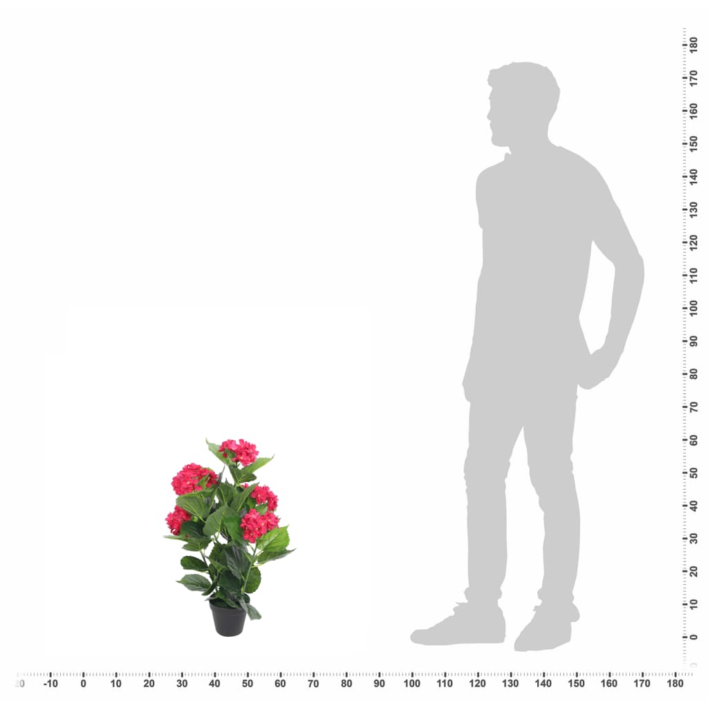 Planta hortênsia artificial com vaso 60 cm vermelha