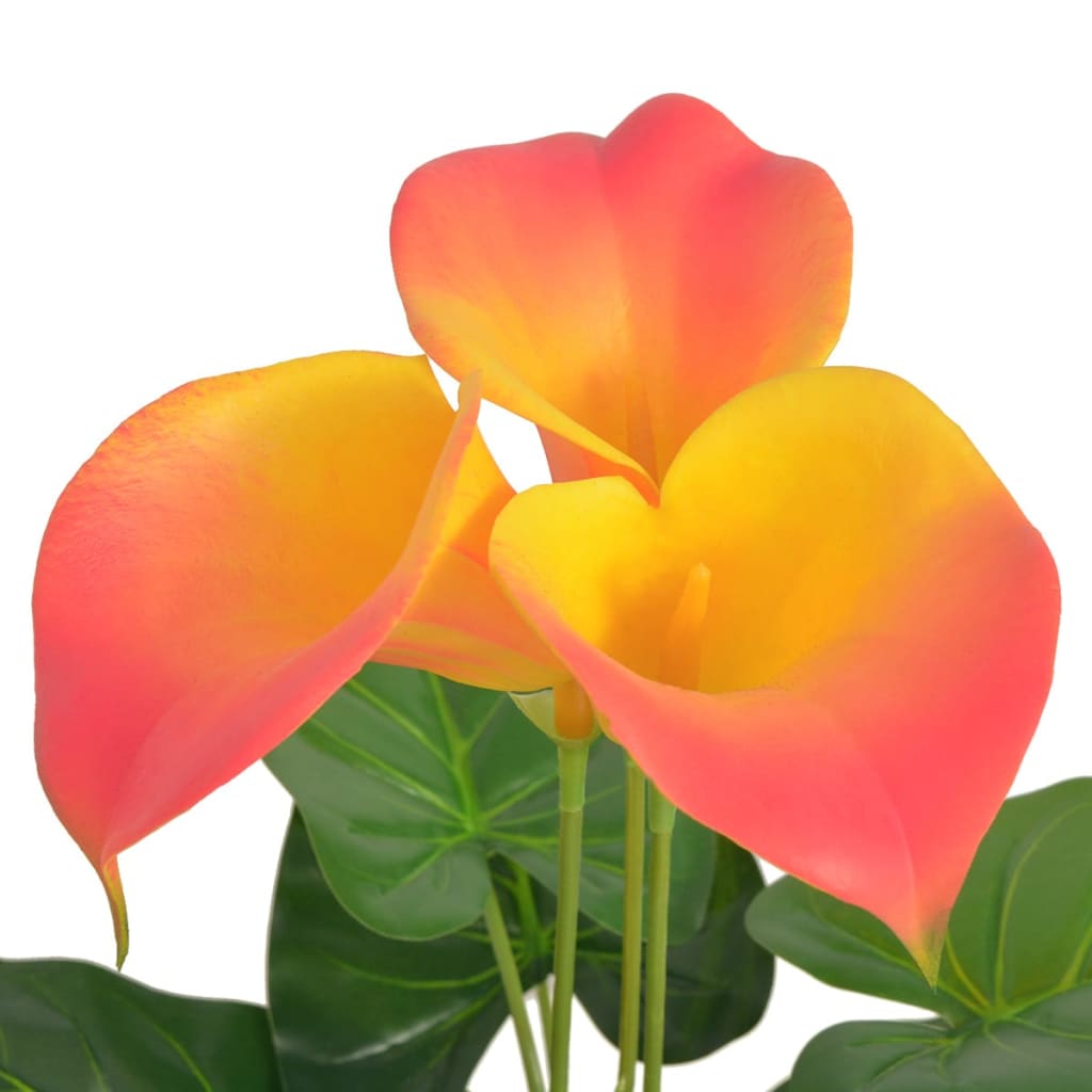 Planta jarro artificial com vaso 45 cm vermelho e amarelo