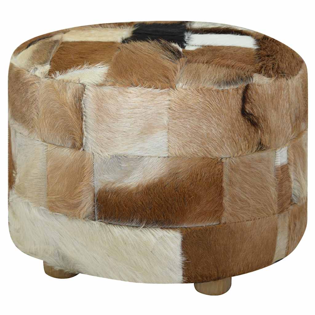 Pufe de pele de cabra redondo 50x50x45 cm