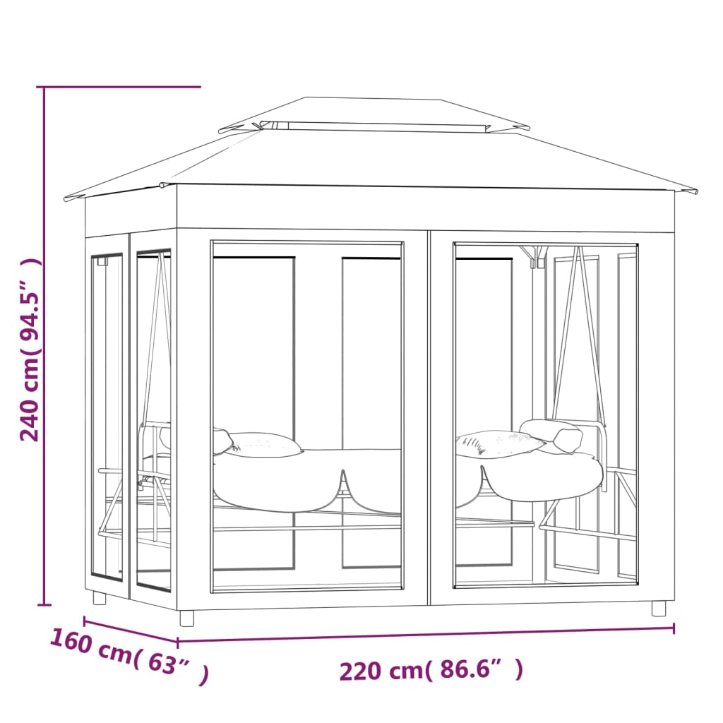 Gazebo com baloiço conversível branco nata