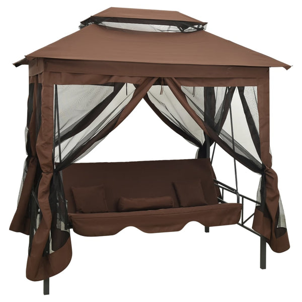 Gazebo com baloiço conversível cor café