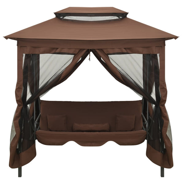 Gazebo com baloiço conversível cor café