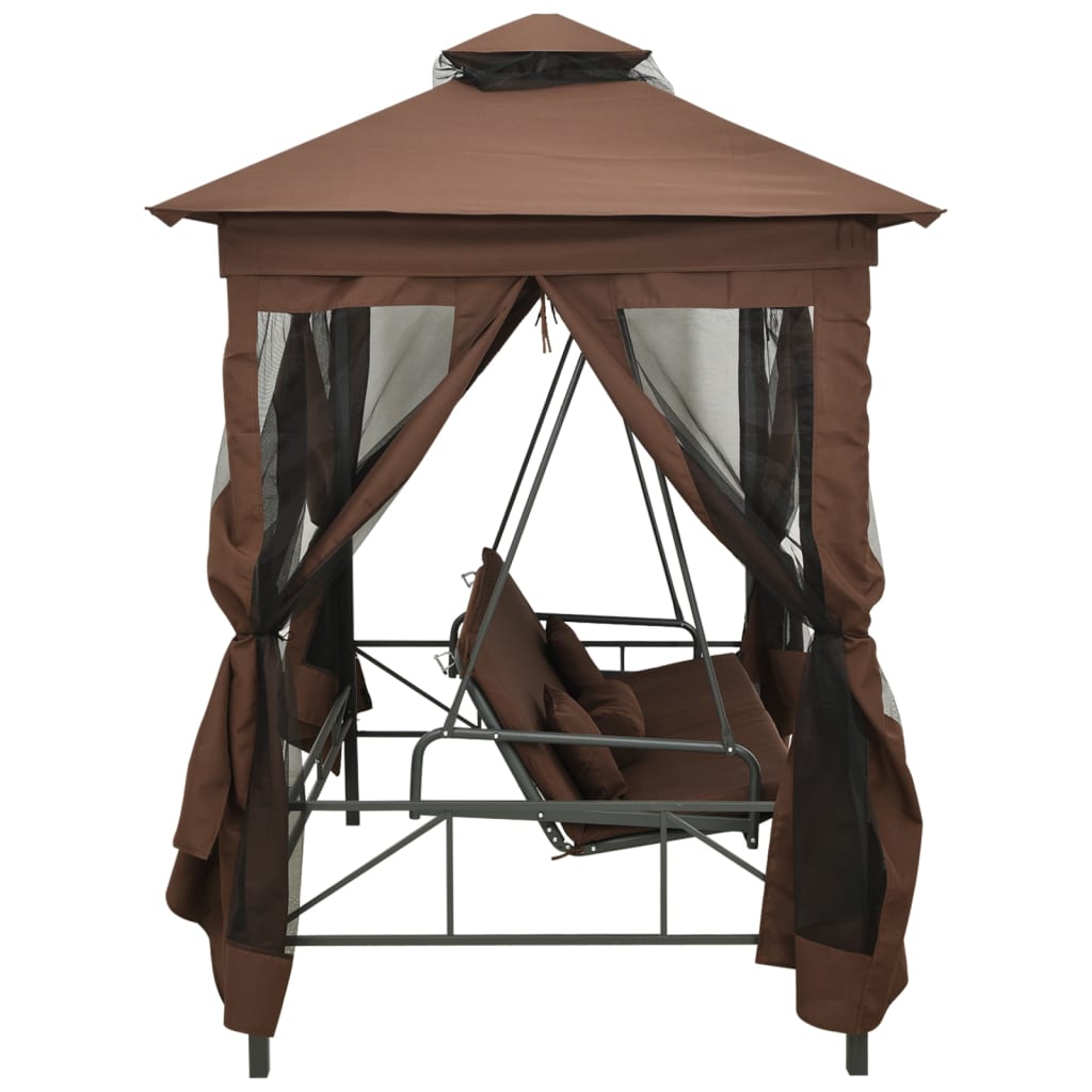 Gazebo com baloiço conversível cor café
