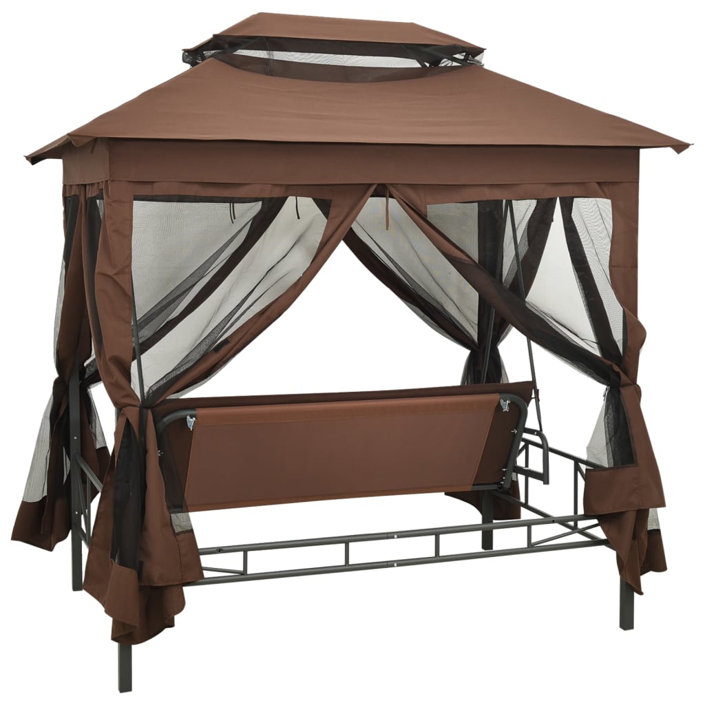 Gazebo com baloiço conversível cor café