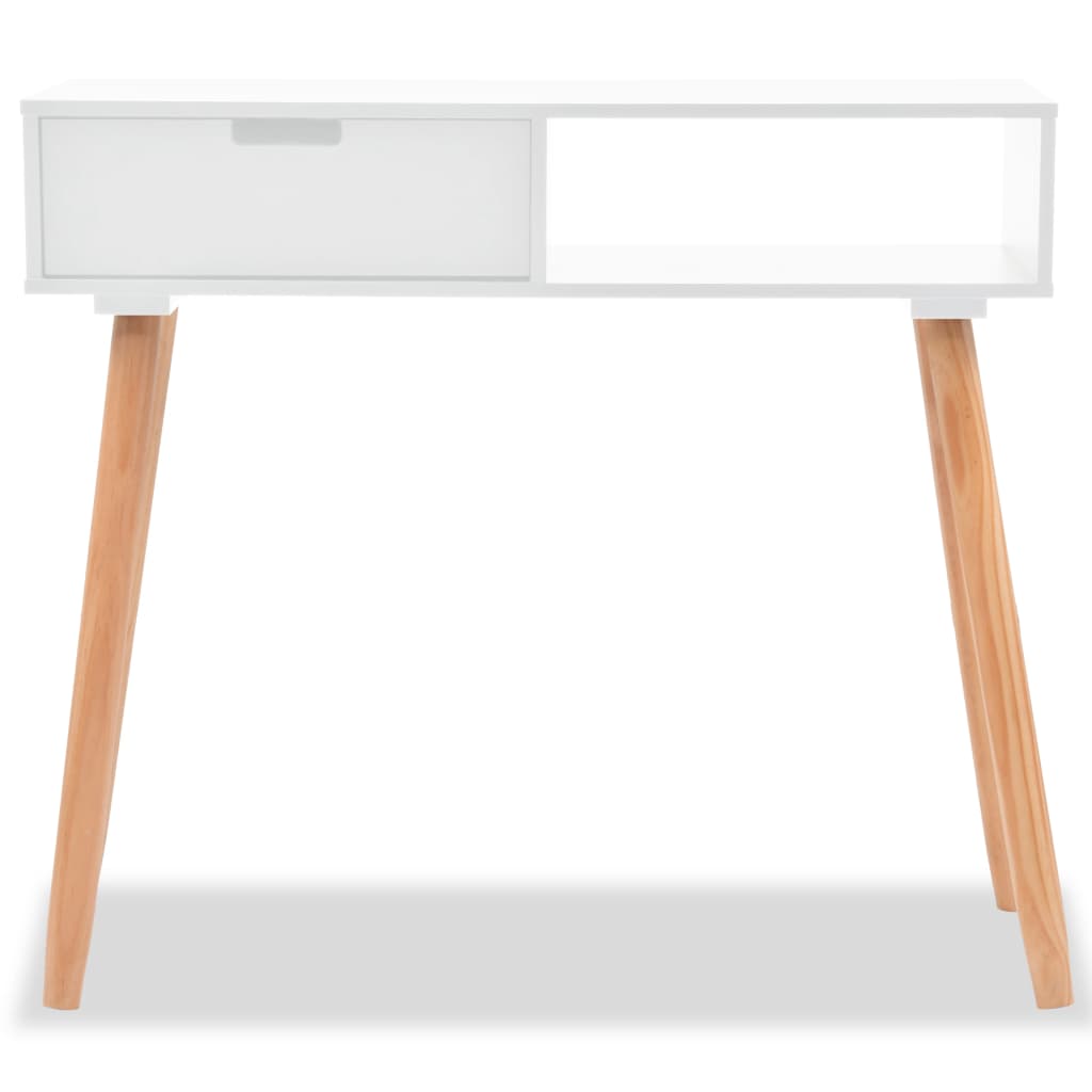 Mesa consola de pinho maciço 80x30x72 cm branco