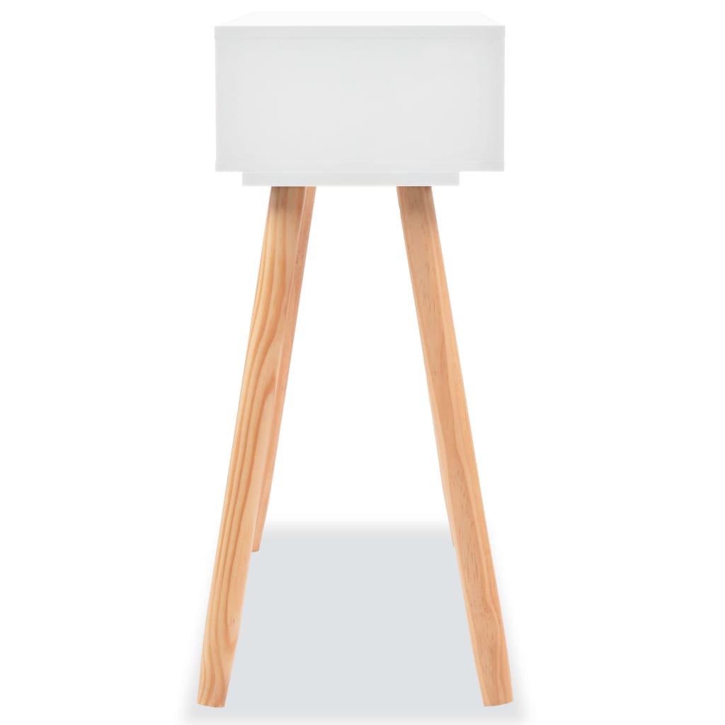 Mesa consola de pinho maciço 80x30x72 cm branco