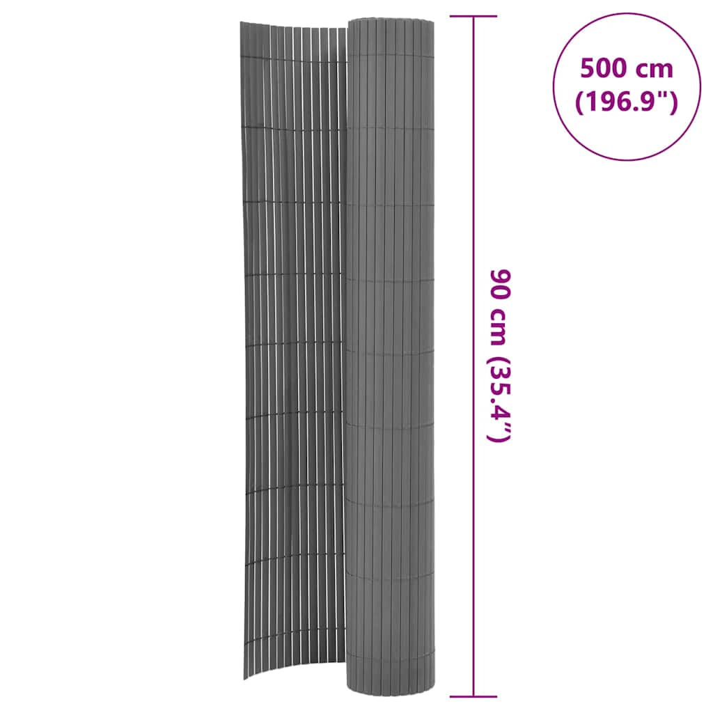Cerca de jardim dupla face PVC 90x500 cm cinzento