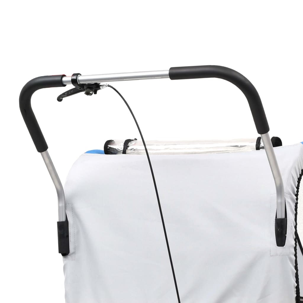 Reboque para bicicletas/carrinho de bebé 2 em 1 azul/cinza