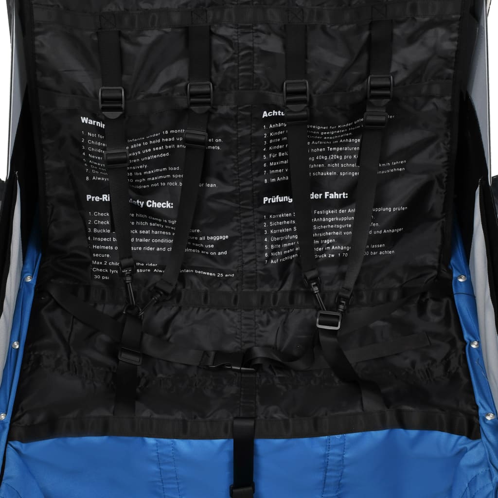 Reboque para bicicletas/carrinho de bebé 2 em 1 azul/cinza