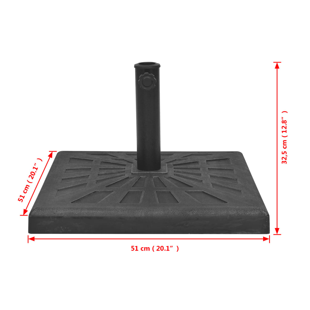 Base para guarda-sol em resina quadrado preto 19 kg