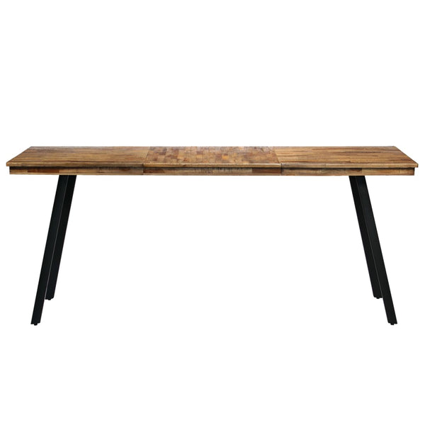 Mesa de jantar madeira de teca recuperada e aço 180x90x76 cm