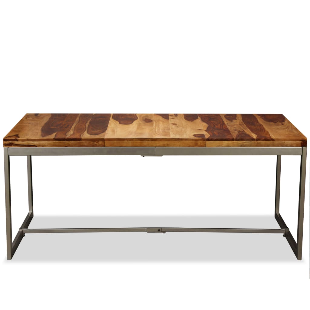 Mesa de jantar madeira de acácia maciça e aço 180 cm