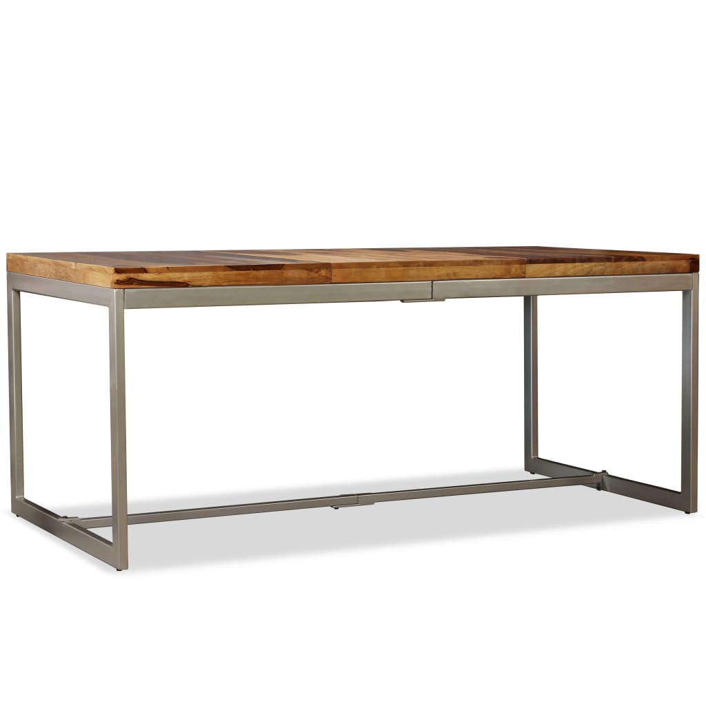 Mesa de jantar madeira de acácia maciça e aço 180 cm