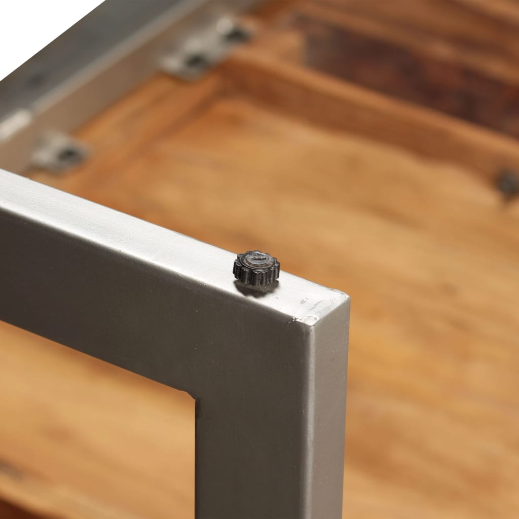 Mesa de jantar madeira de acácia maciça e aço 180 cm