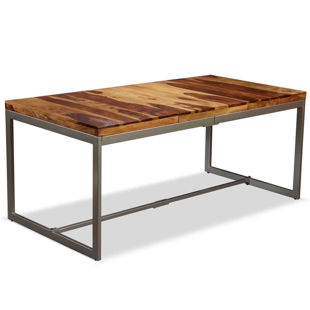 Mesa de jantar madeira de acácia maciça e aço 180 cm
