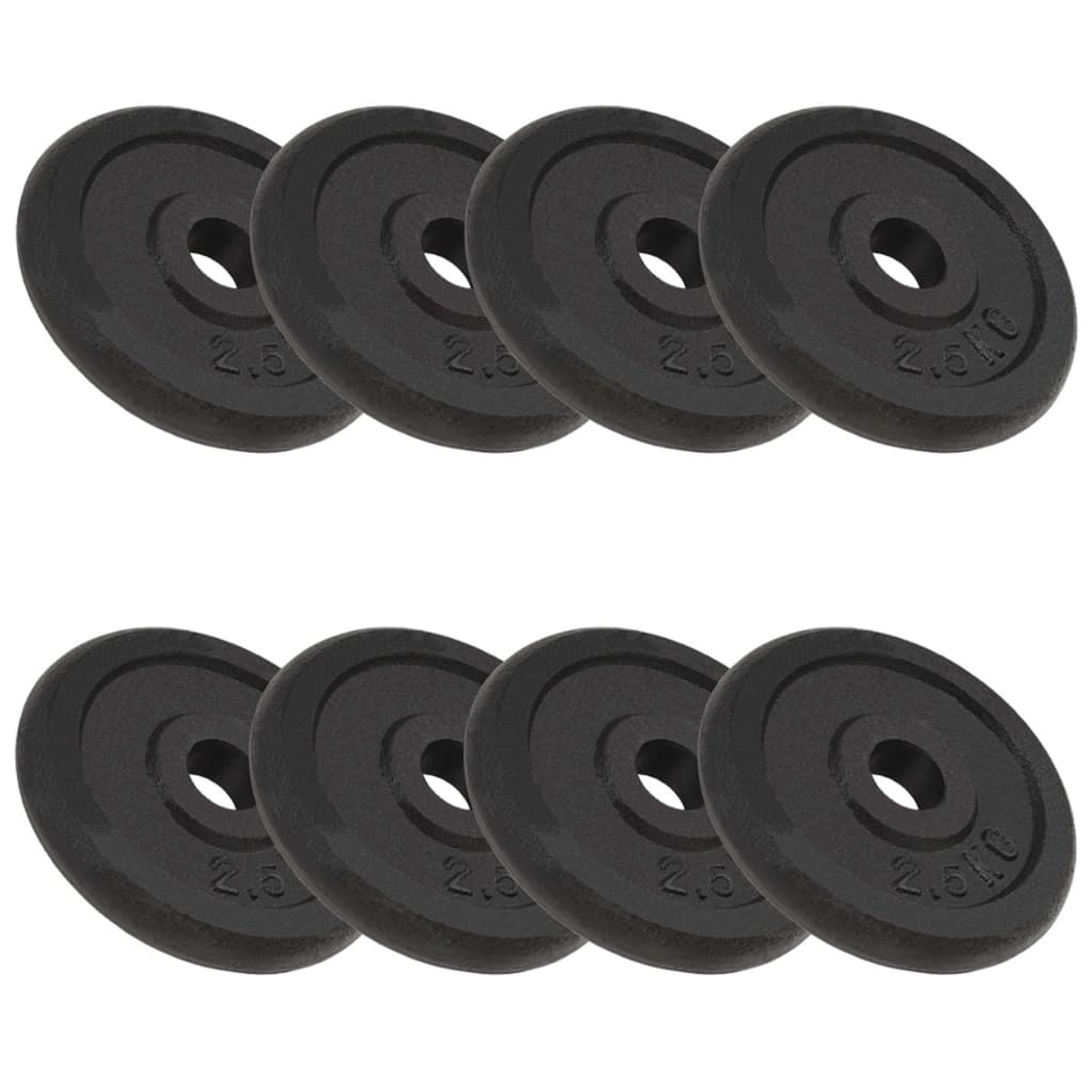 Discos de musculação 8 pcs 8x2,5 kg ferro fundido