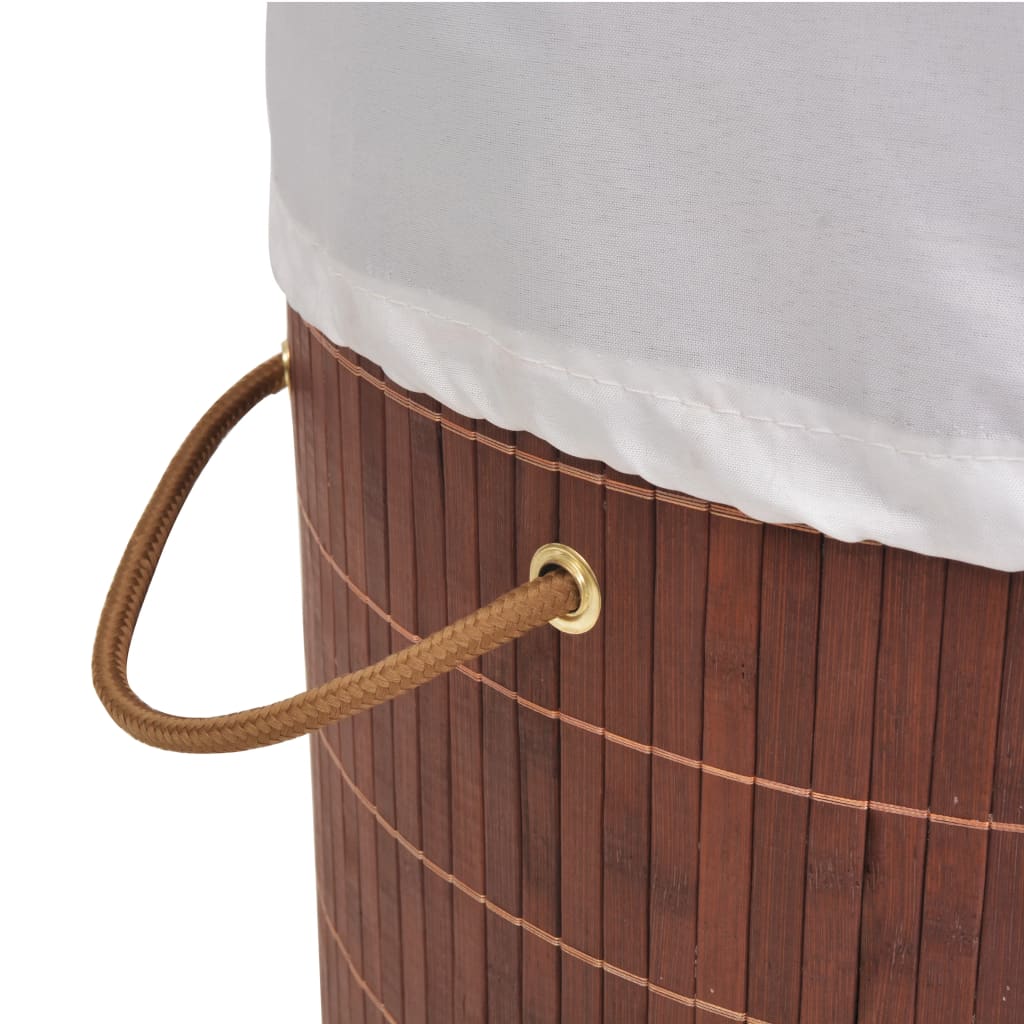 Cesto redondo para roupa suja bambu castanho
