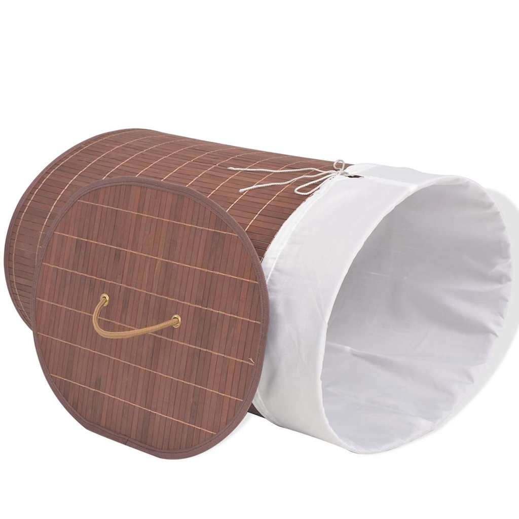 Cesto oval para roupa suja bambu castanho