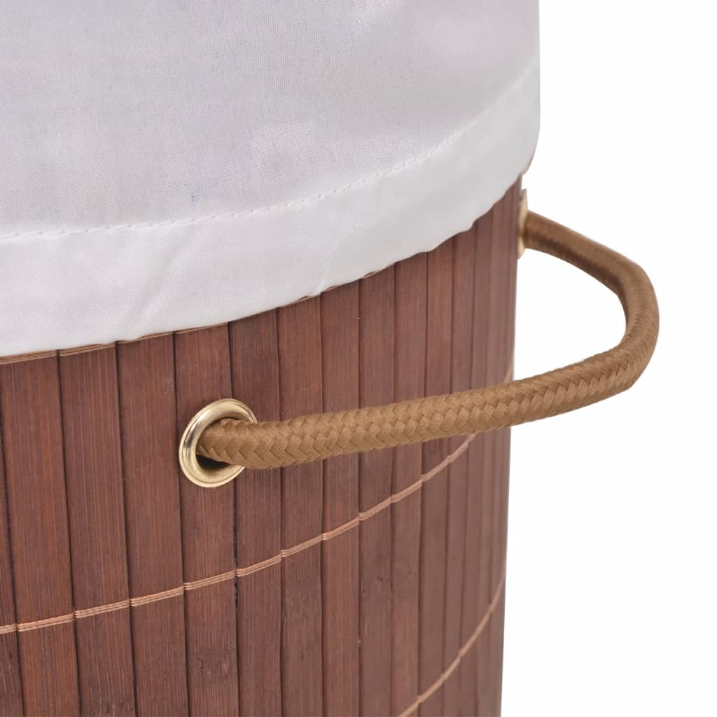 Cesto oval para roupa suja bambu castanho