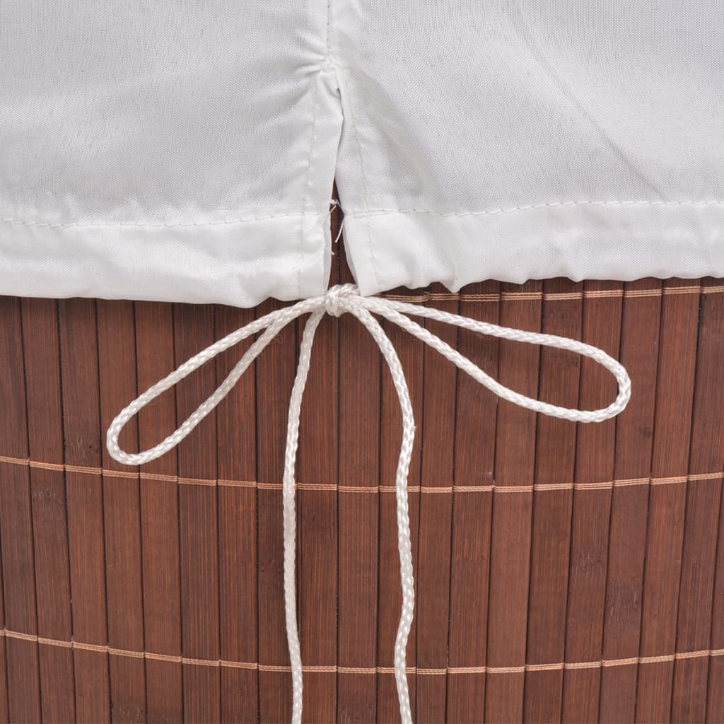 Cesto oval para roupa suja bambu castanho