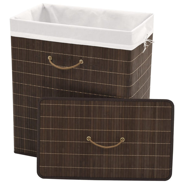 Cesto retangular para roupa suja bambu castanho escuro