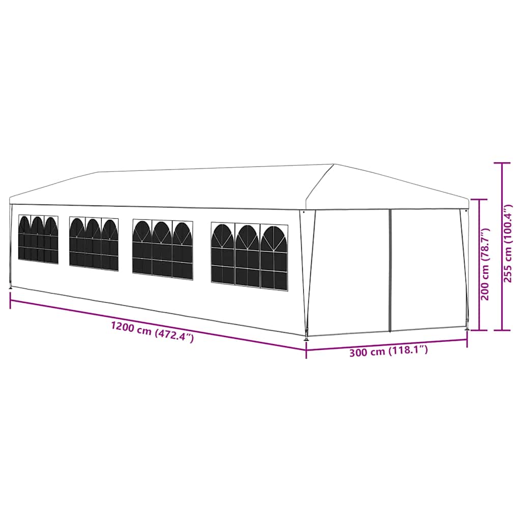 Tenda de jardim 3x12 m azul