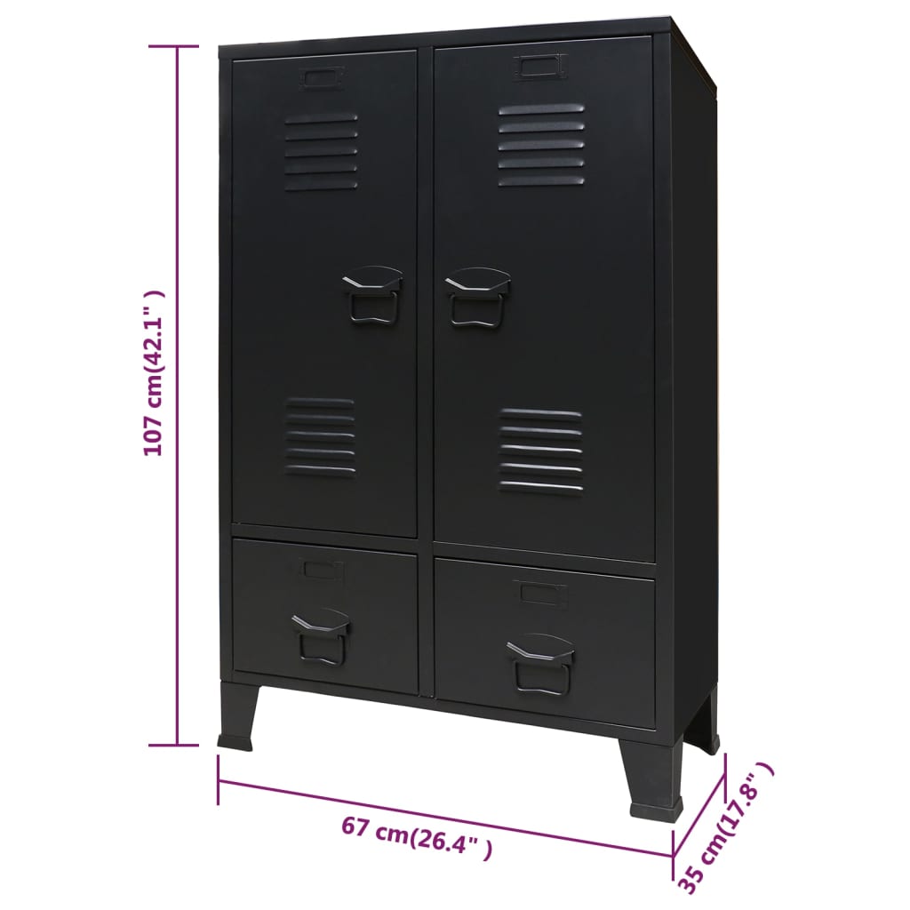 Roupeiro estilo industrial em metal 67x35x107 cm preto