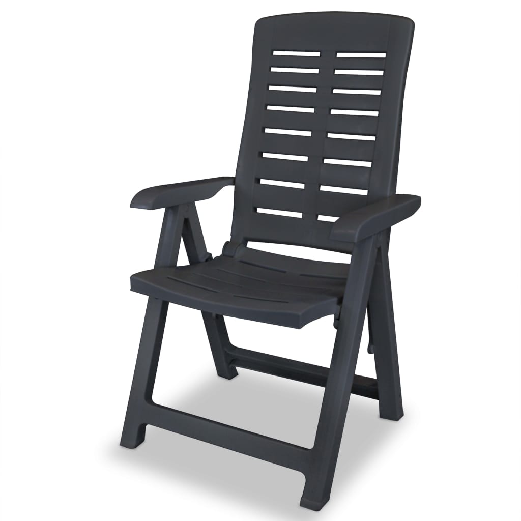 Cadeiras jardim reclináveis 2 pcs plástico antracite