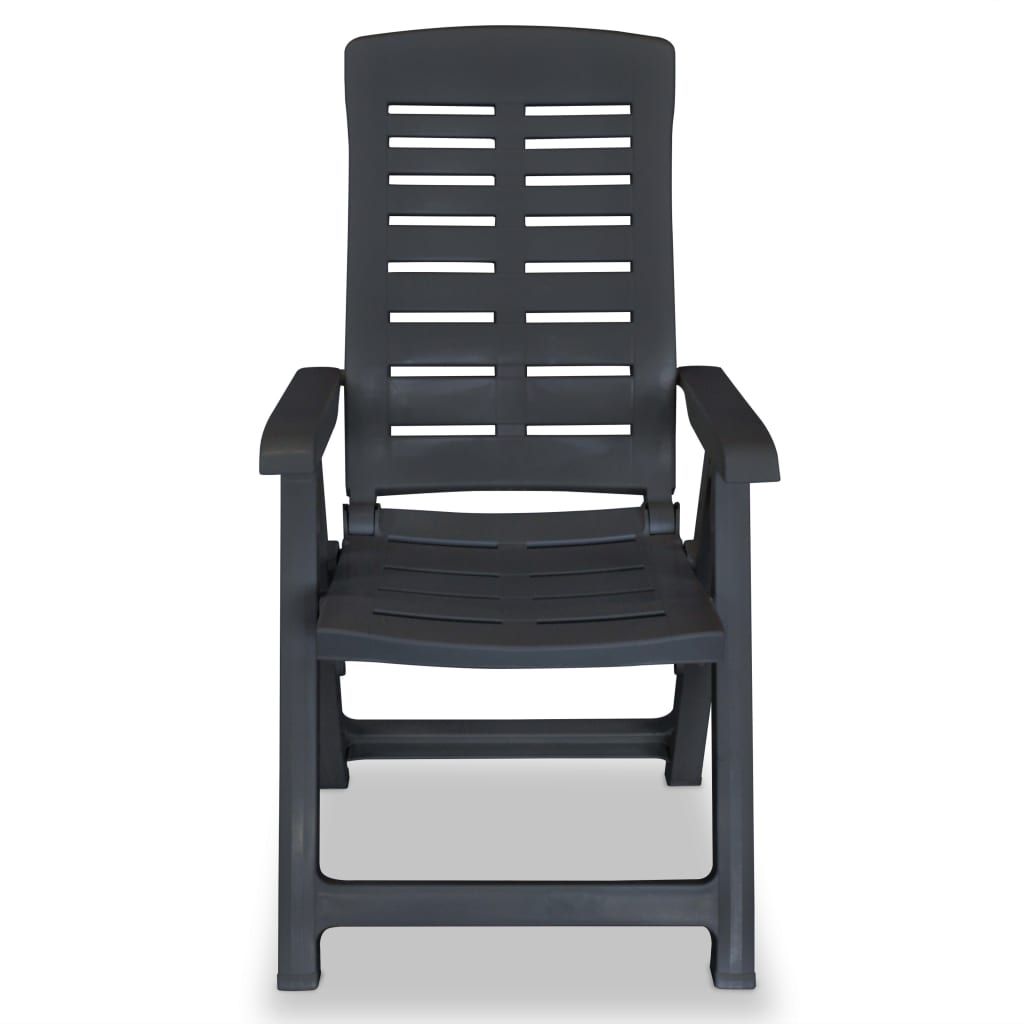 Cadeiras jardim reclináveis 2 pcs plástico antracite