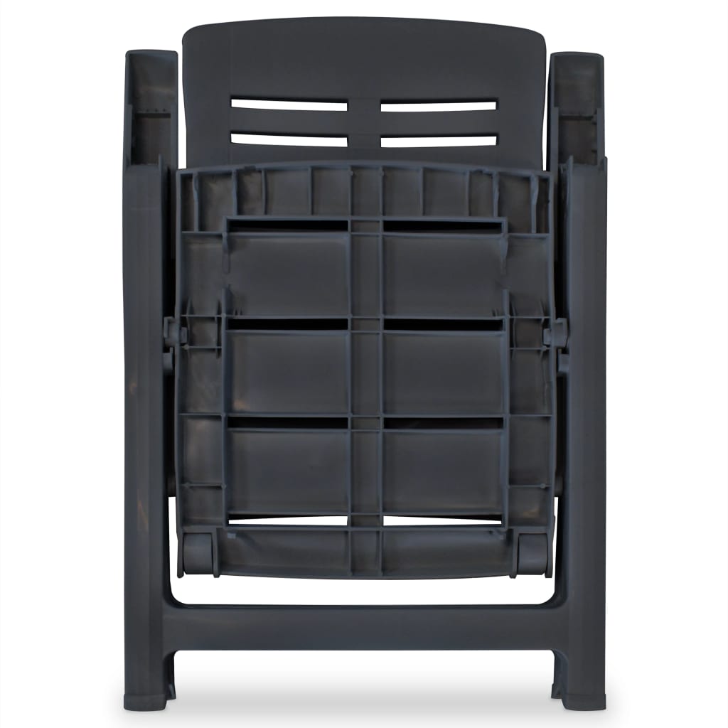 Cadeiras jardim reclináveis 2 pcs plástico antracite