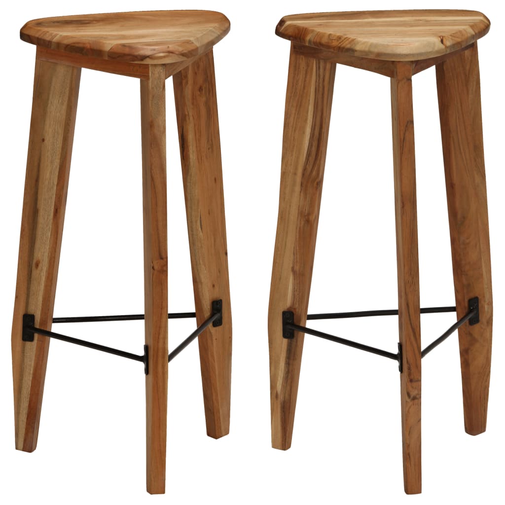 Bancos de bar 2 pcs madeira de acácia maciça