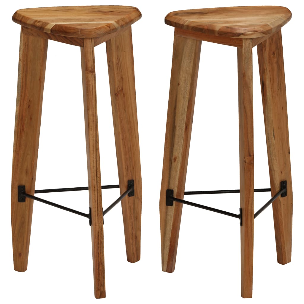 Bancos de bar 2 pcs madeira de acácia maciça