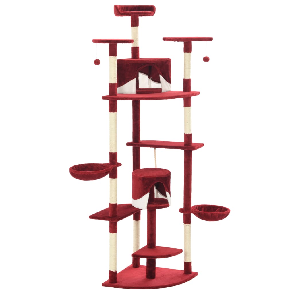 Árvore p/ gatos postes arranhadores sisal 203cm vermelho/branco