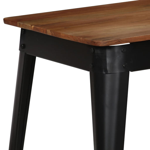 Mesa de jantar madeira de acácia maciça e aço 120x60x76 cm