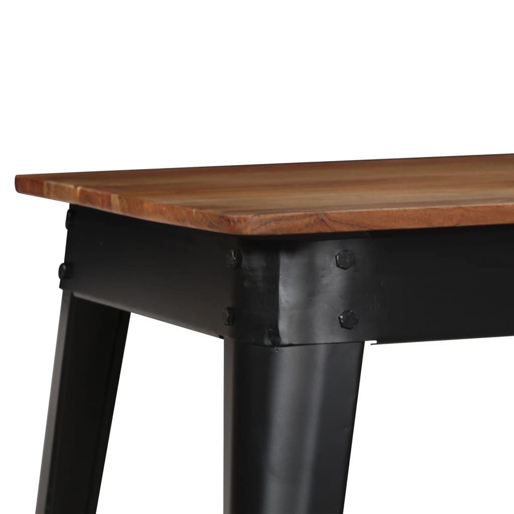 Mesa de jantar madeira de acácia maciça e aço 120x60x76 cm