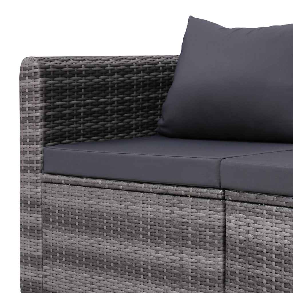 4 pcs conjunto sofás de jardim c/ almofadões vime PE cinzento
