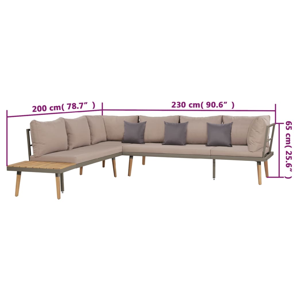 4 pcs conj. lounge jardim c/ almofadões acácia maciça castanho