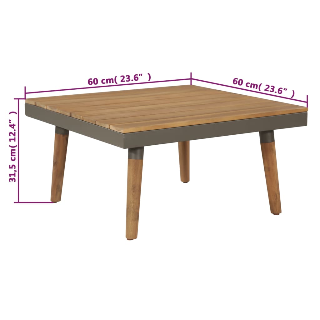 4 pcs conj. lounge jardim c/ almofadões acácia maciça castanho